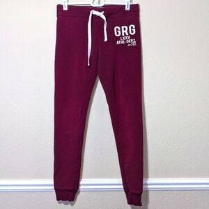 Garage Maroon & White Drawstring Jogger Sweatpants
